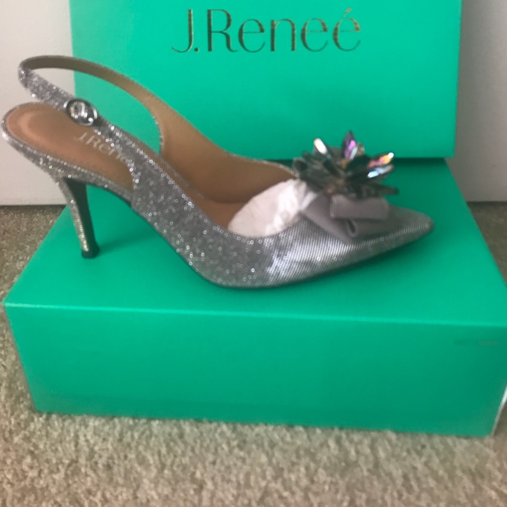 J Renee sling back shoes Silver